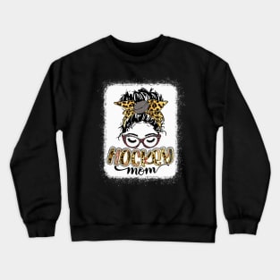 Hockey Mom Messy Bun Shirt  Hockey Mama Leopard Crewneck Sweatshirt